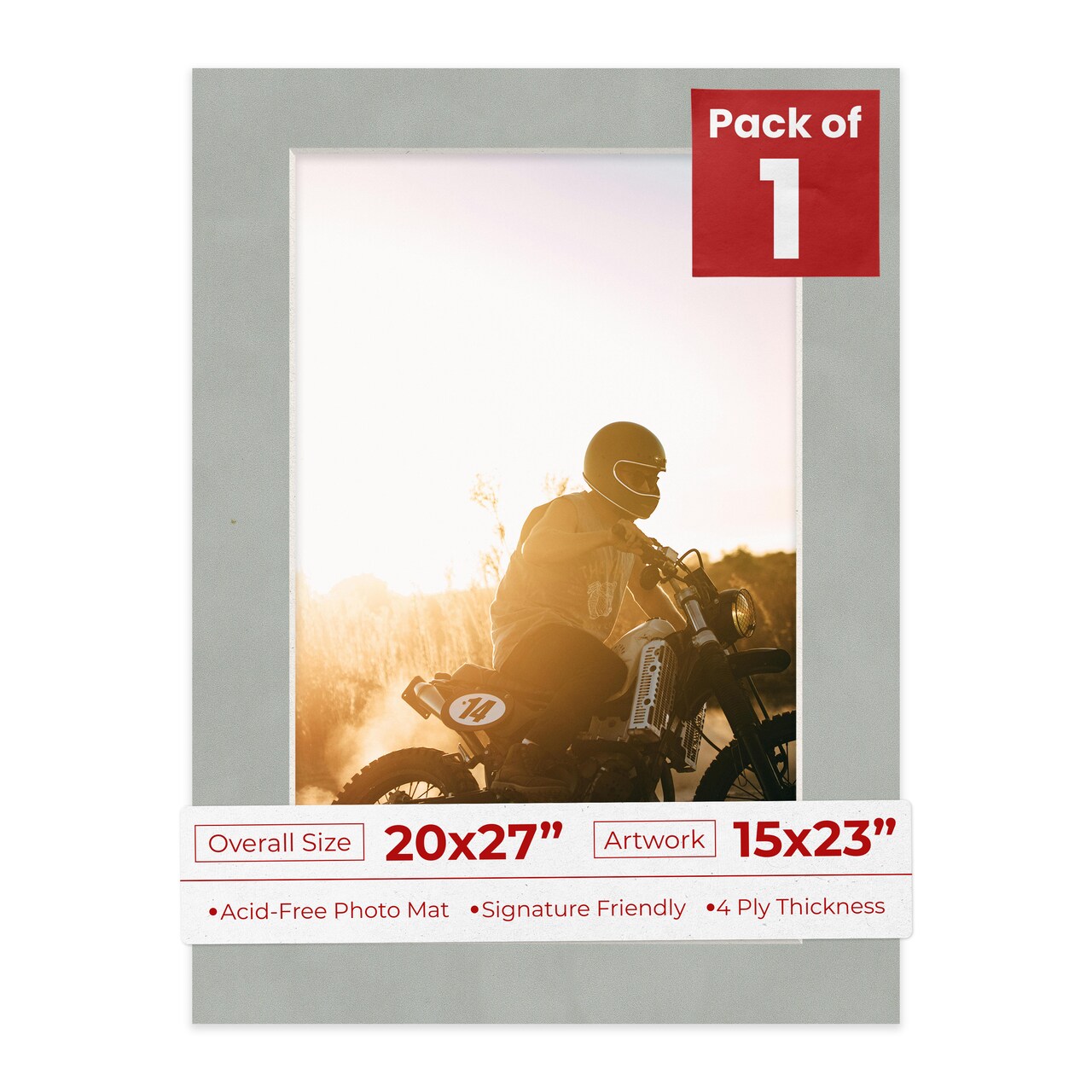 Light Grey Suede Mat Board for 20x27 Frames - Fits 15x23 Photos